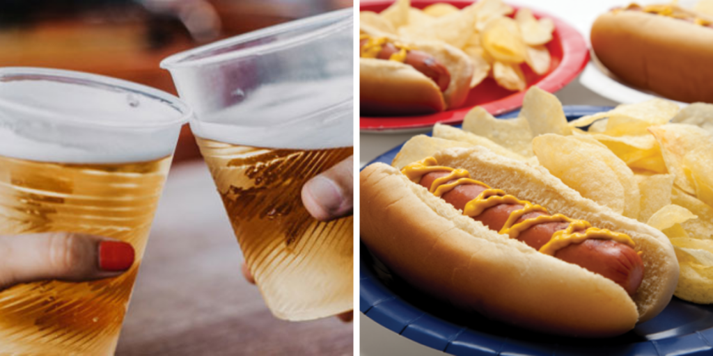 drinks and hot dogs